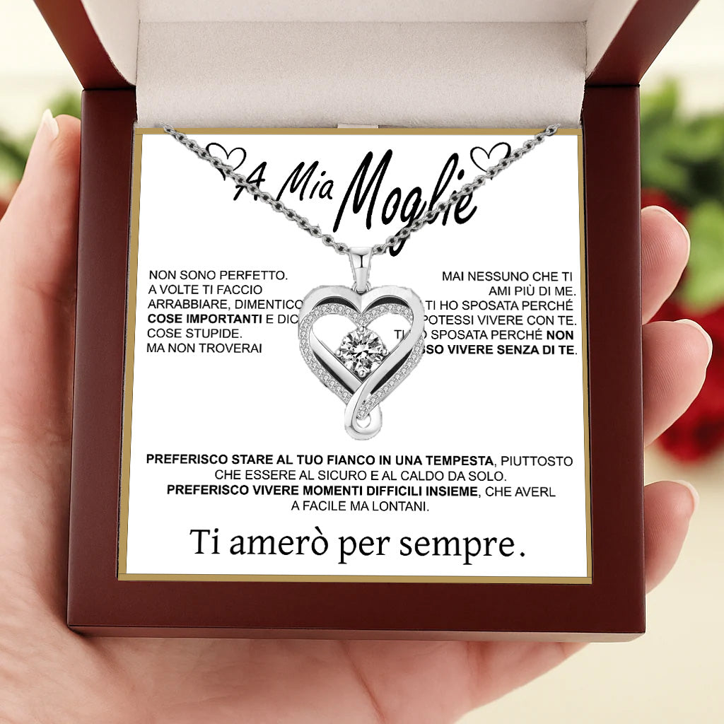 "A Mia Moglie" Collana Cuore Per Sempre in argento puro