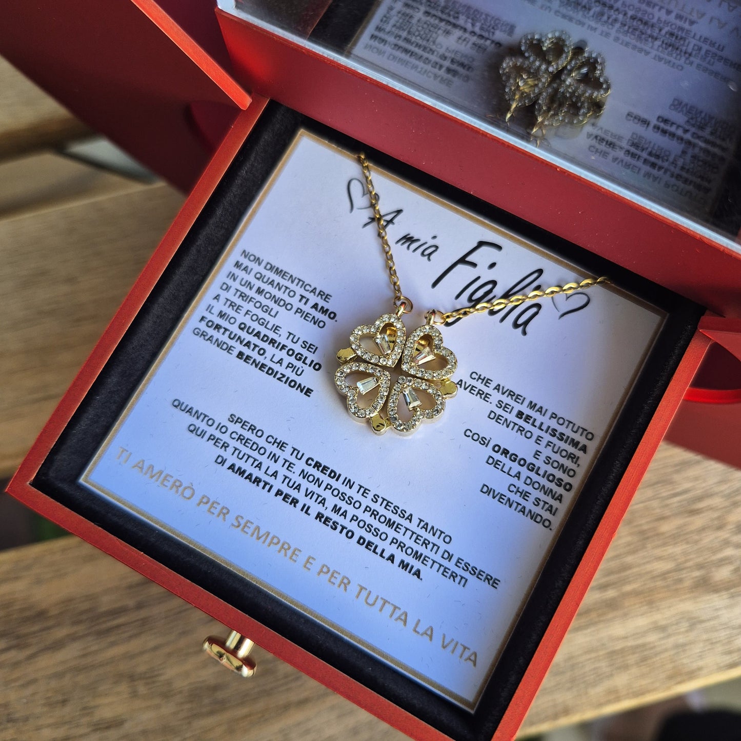 Regalo speciale - Rosa eterna e collana "A Mia Figlia"