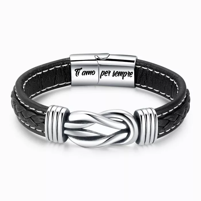 "A Mio Uomo" - Bracciale in Pelle Amore Infinito