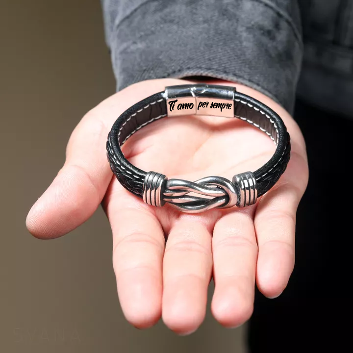 "A Mio Uomo" - Bracciale in Pelle Amore Infinito