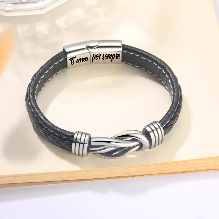 "A Mio Uomo" - Bracciale in Pelle Amore Infinito