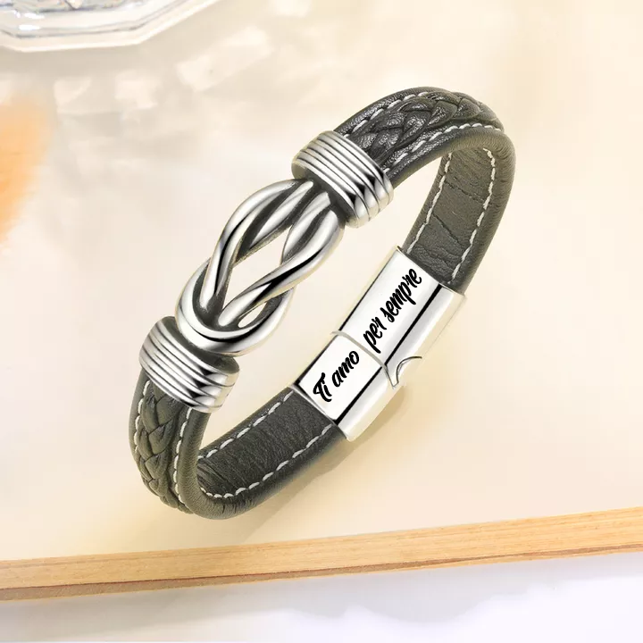 "A Mio Uomo" - Bracciale in Pelle Amore Infinito