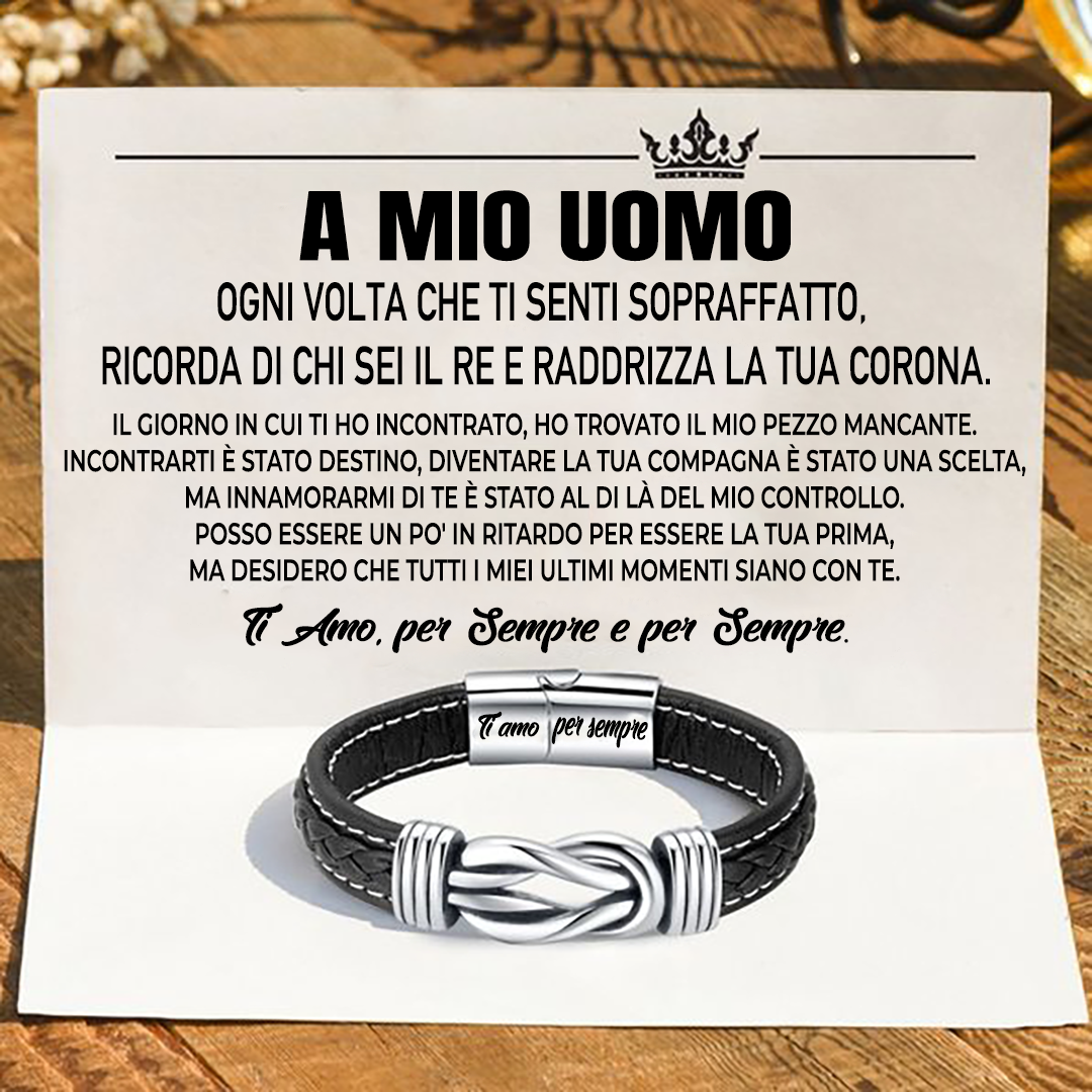 "A Mio Uomo" - Bracciale in Pelle Amore Infinito