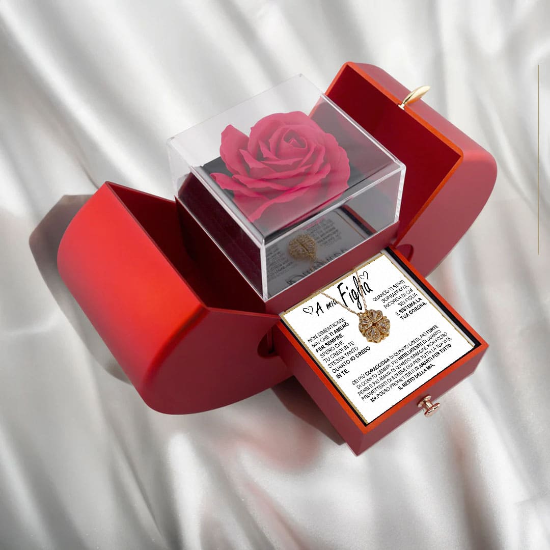 Regalo speciale - Rosa eterna e collana "A Mia Figlia"