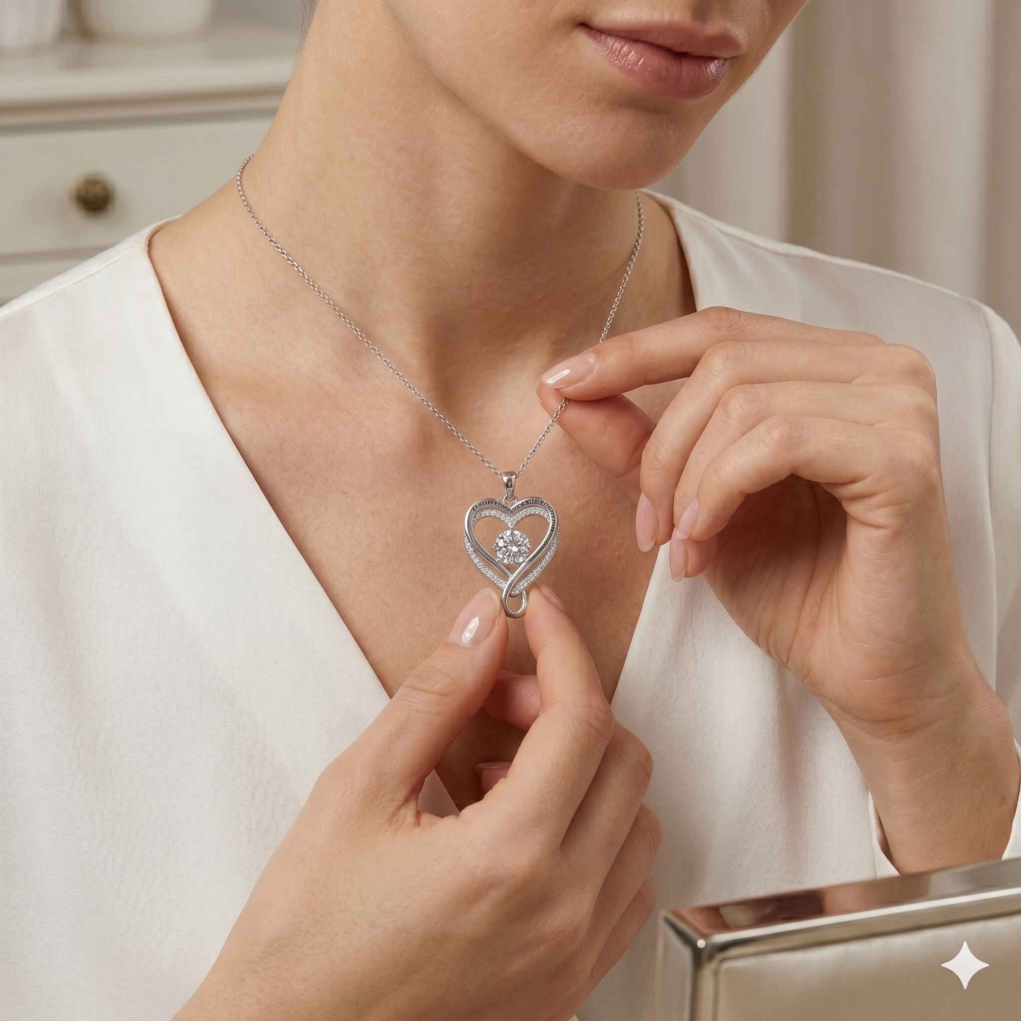 "A Mia Moglie" Collana Cuore Per Sempre in argento puro