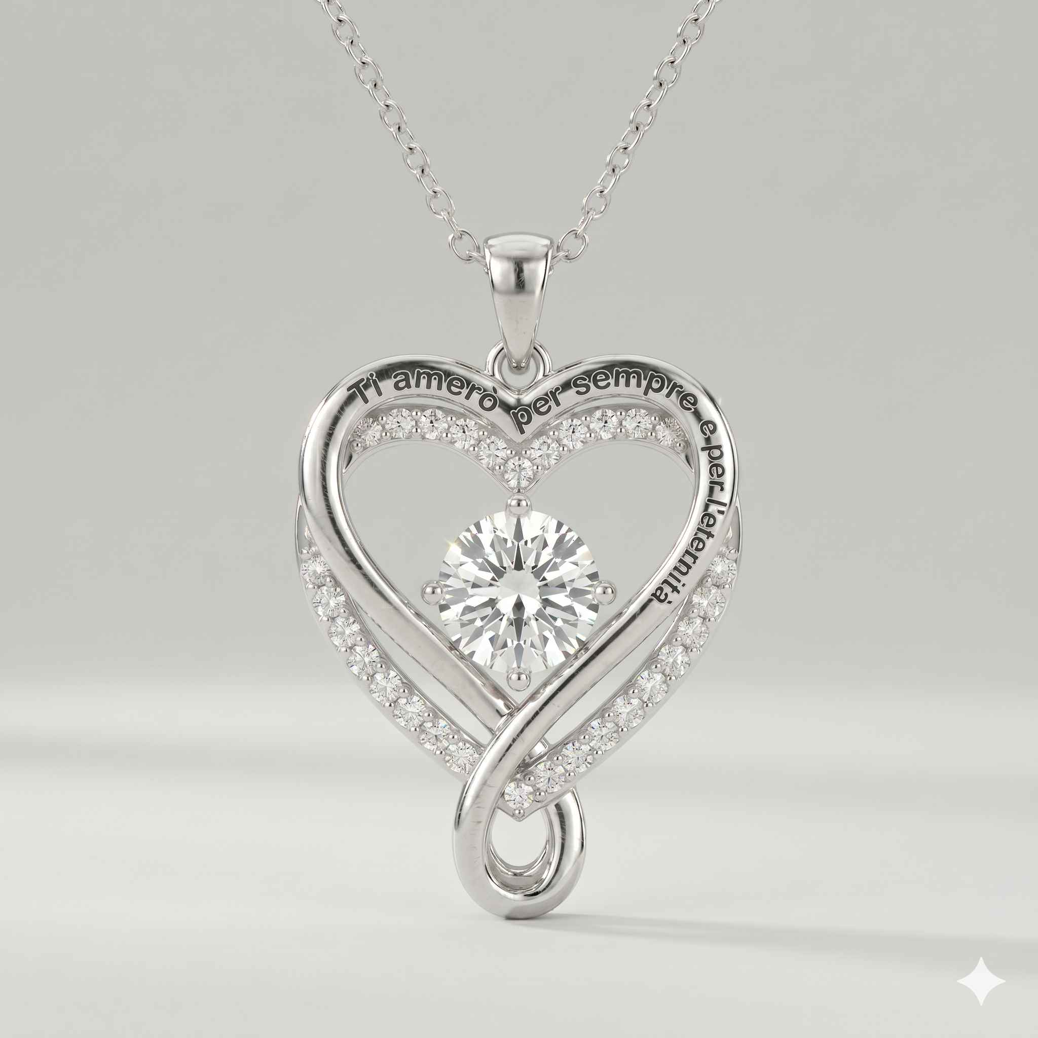 "A Mia Moglie" Collana Cuore Per Sempre in argento puro